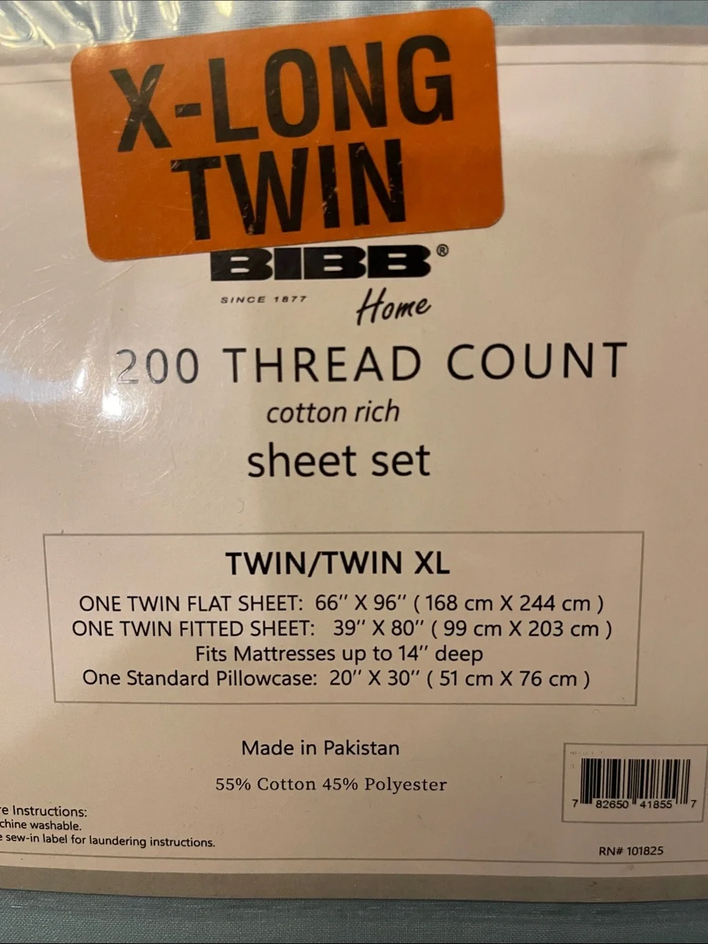 Bibb Home 200-Thread Count Cotton-Rich Sheet Set - Light Blue (Twin/Twin XL)